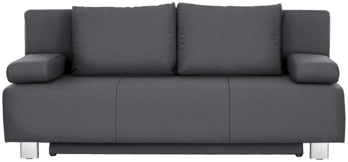 SCHLAFSOFA in Flachgewebe Dunkelgrau  - Chromfarben/Dunkelgrau, Design, Textil/Metall (197/88/89cm) - Xora