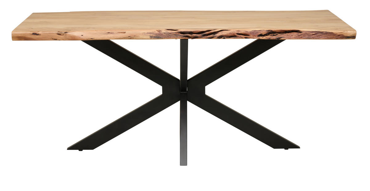 JEDÁLENSKÝ STÔL, akácia, čierna, farba akácie, 180/90/76 cm - čierna/farba akácie, Modern, kov/drevo (180/90/76cm) - P & B
