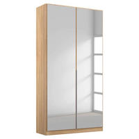 DREHTÜRENSCHRANK in Sonoma Eiche, Silberfarben  - Silberfarben/Alufarben, Modern, Holzwerkstoff/Metall (91/229/54cm) - Rauch Möbel