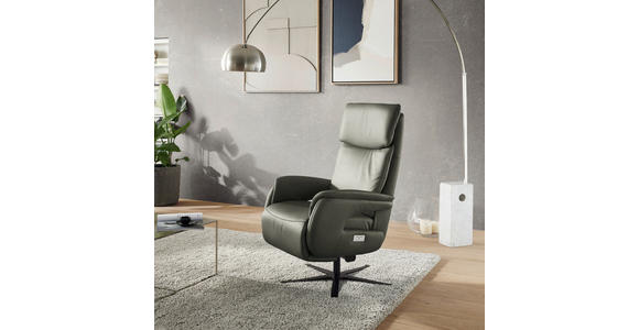 RELAXSESSEL Echtleder    - Schwarz/Grau, Design, Leder/Metall (70/117/85cm) - Dieter Knoll