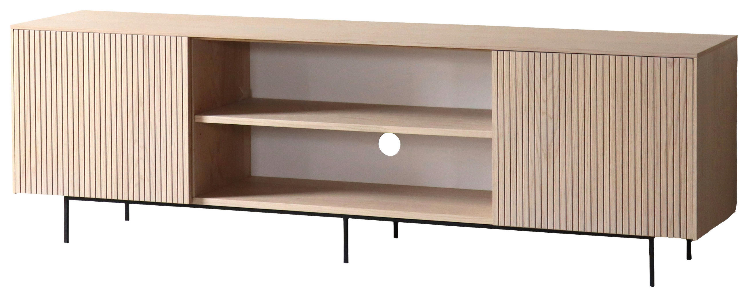 TV-BÄNK  i 178/50/38 cm  - ek Bianco/svart, Modern, metall/trä (178/50/38cm) - Niels Andersson