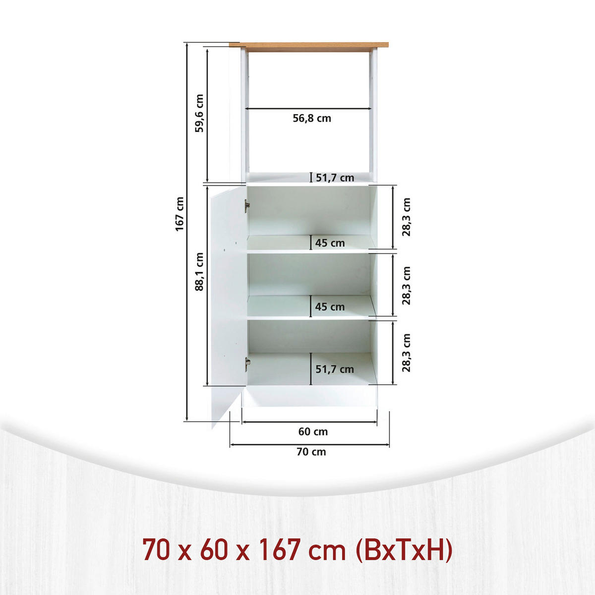 KÜCHENLEERBLOCK   in Weiß, Eiche Artisan  - Silberfarben/Weiß, MODERN, Glas/Holzwerkstoff (430/167/60cm) - home24