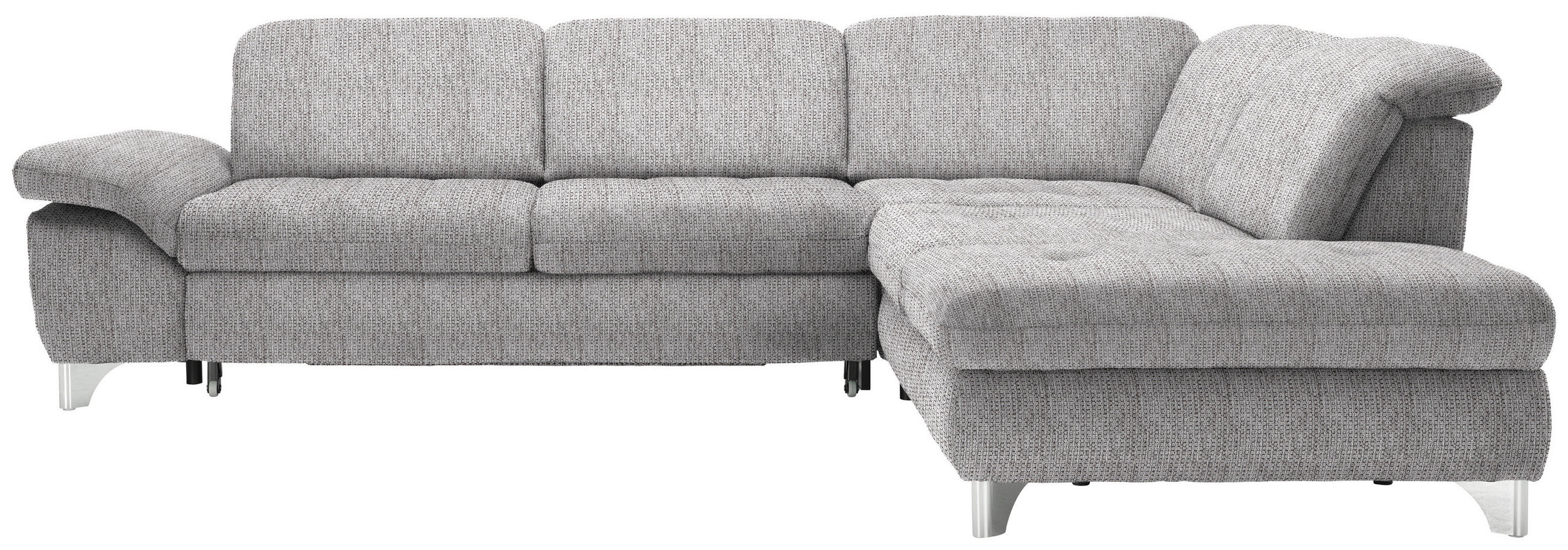 ECKSOFA Hellbraun Webstoff  - Chromfarben/Hellbraun, Design, Textil/Metall (319/260cm) - Beldomo Style