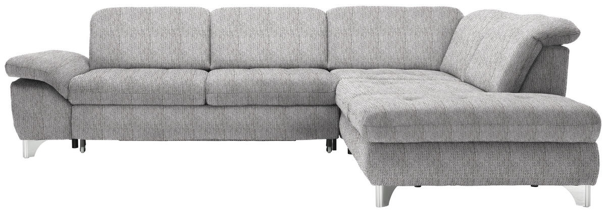ECKSOFA in Webstoff Hellbraun  - Chromfarben/Hellbraun, Design, Textil/Metall (319/260cm) - Beldomo Style