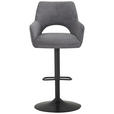 BARHOCKER Cord Schwarz, Dunkelgrau Eisen Sitzfläche 360° drehbar, inklusive Armlehnen  - Dunkelgrau/Schwarz, Design, Textil/Metall (56/102-123/58cm) - Hom`in