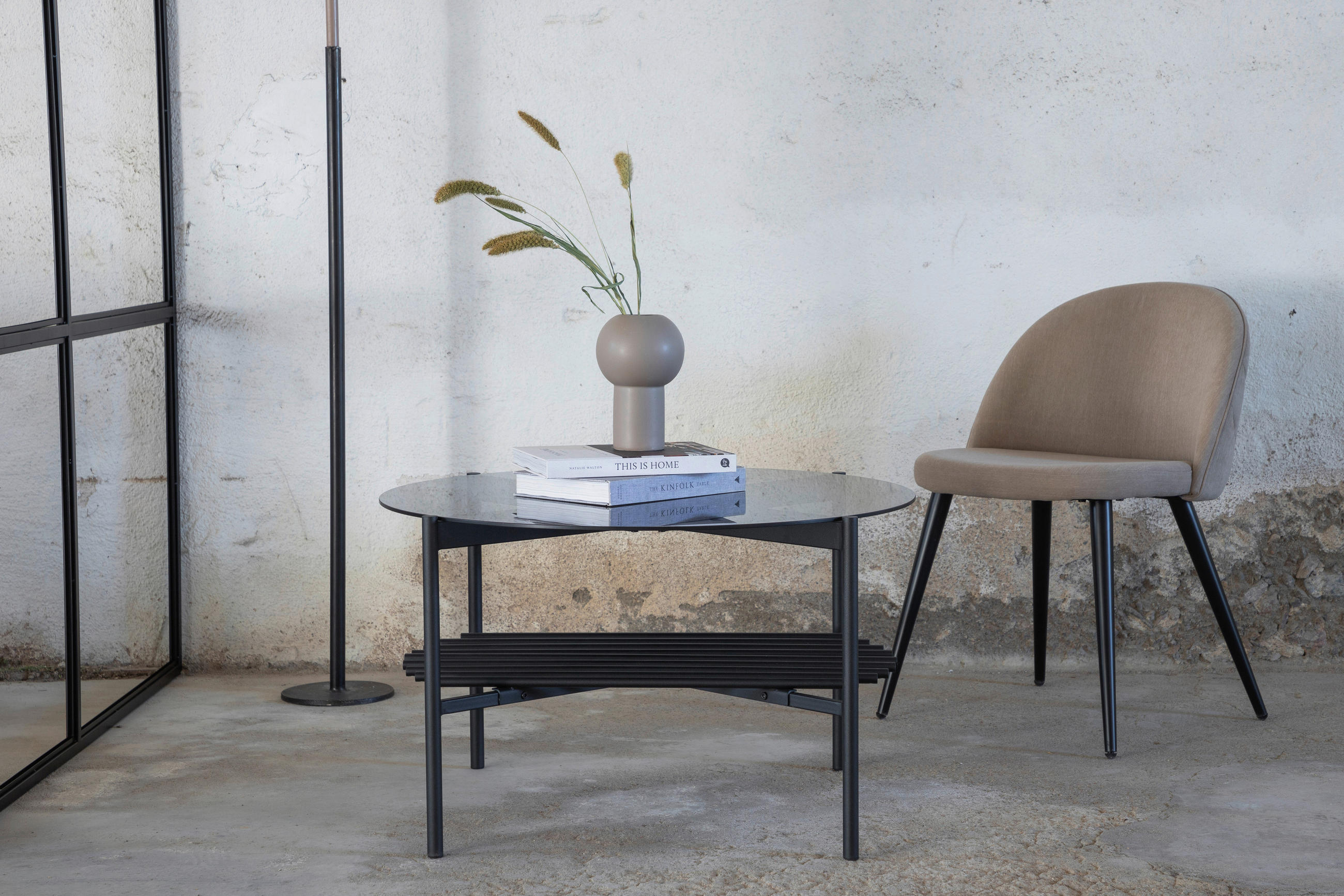 SOFFBORD i metall, glas 80/80/45 cm  - svart, Design, metall/glas (80/80/45cm) - Livetastic