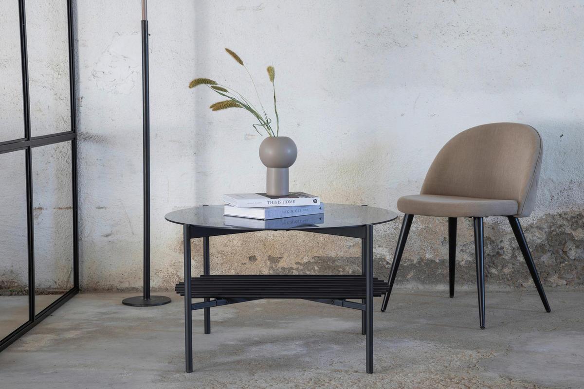 COUCHTISCH in Metall, Glas 80/80/45 cm  - Schwarz, Design, Glas/Metall (80/80/45cm) - Livetastic