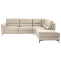 ECKSOFA  in Echtleder Ecru  290/249 cm  - Ecru/Schwarz, KONVENTIONELL, Leder/Metall (290/249cm) - Beldomo Premium