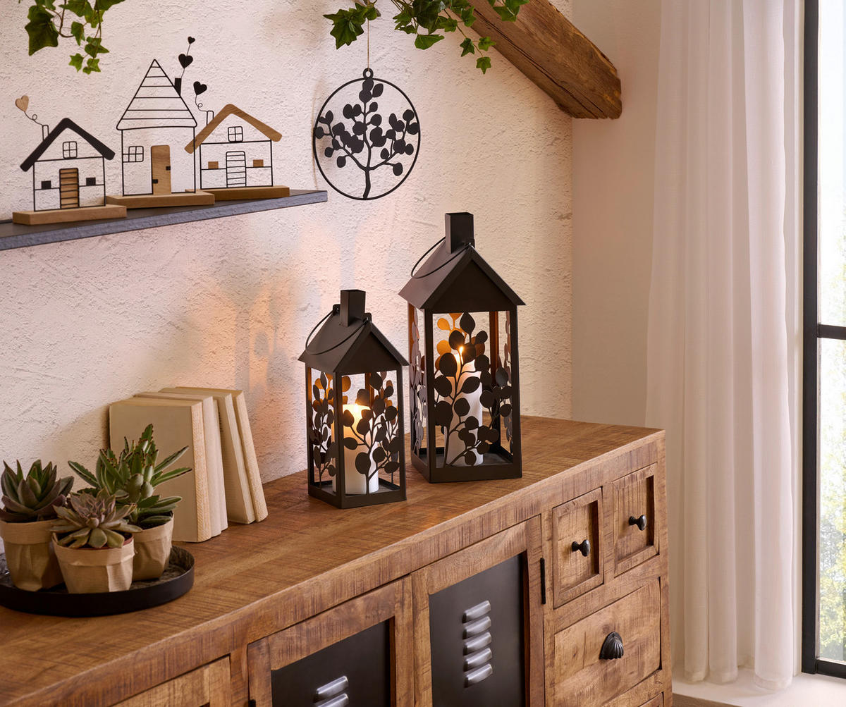 LYKTA - svart, Basics, metall (14/14/34,5cm)