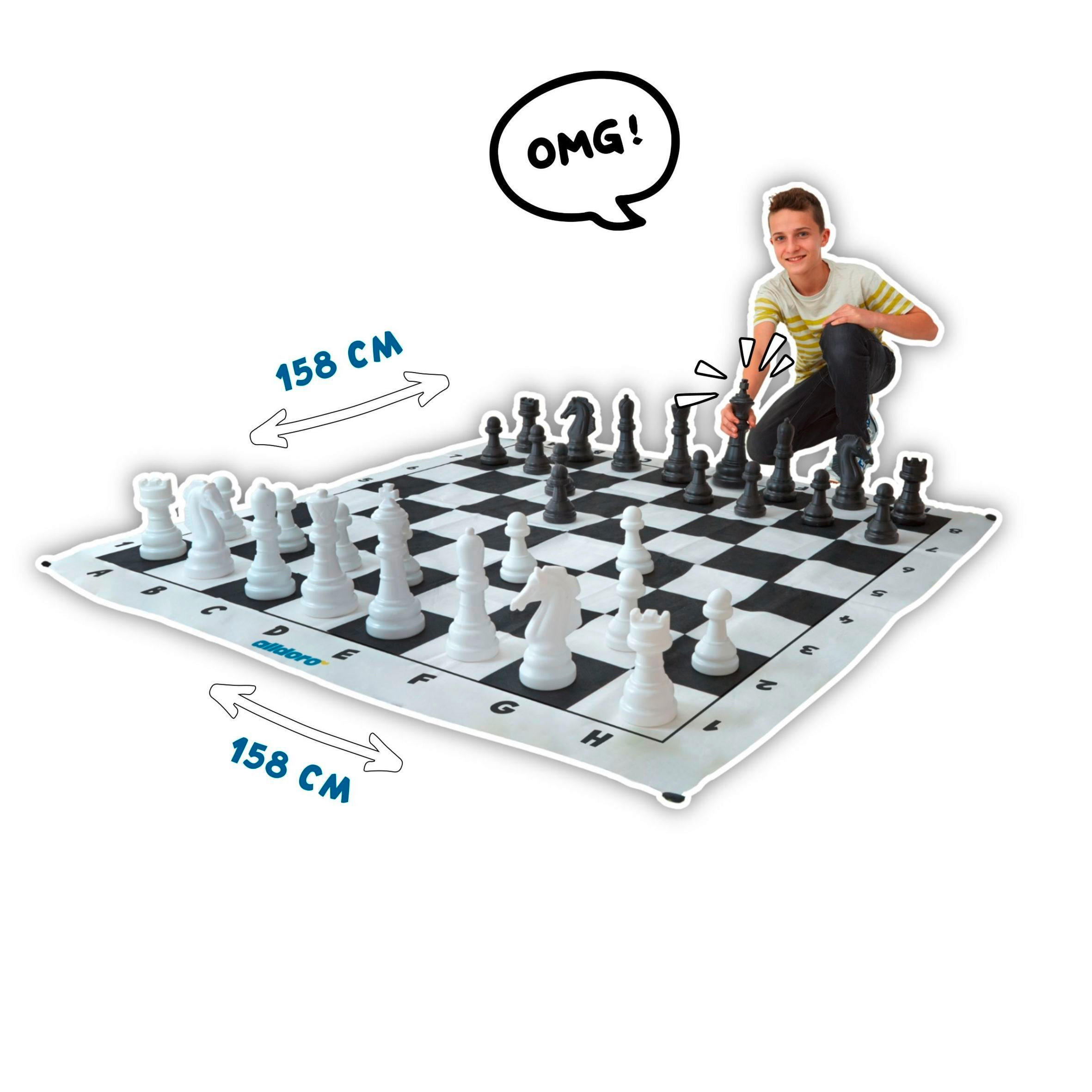 OUTDOORSPIEL XXL Schach 160/160 cm Schwarz, Weiß  - Schwarz/Weiß, Basics, Kunststoff/Textil (160/160cm) - alldoro
