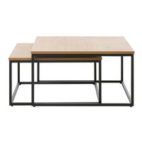 COUCHTISCHSET quadratisch Eichefarben  - Eichefarben/Schwarz, Basics, Holzwerkstoff/Metall (68-75/68-75/35-40cm) - Boxxx