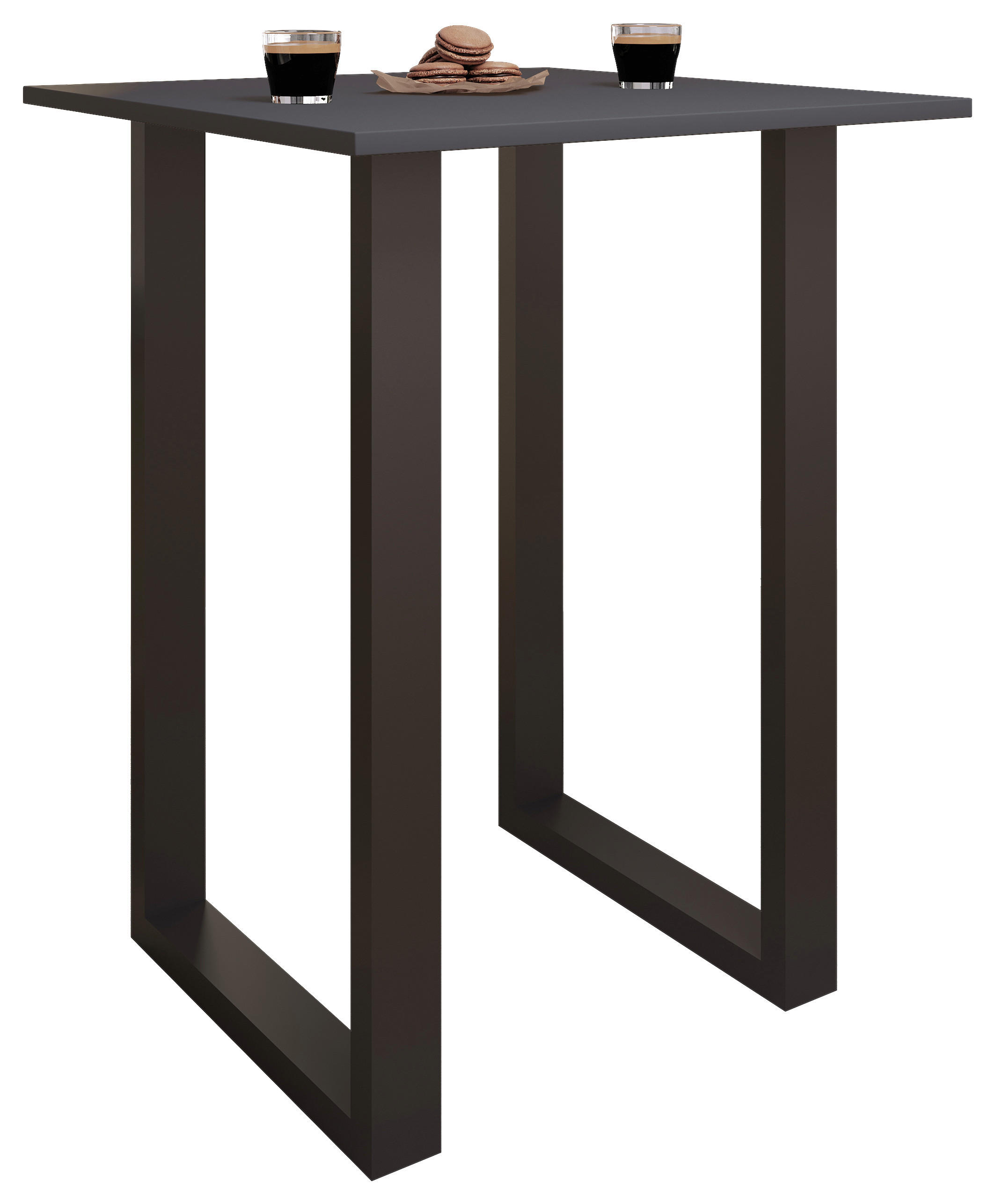 BARTISCH rechteckig Anthrazit, Schwarz  - Anthrazit/Schwarz, KONVENTIONELL, Holzwerkstoff/Metall (80/50/102cm)