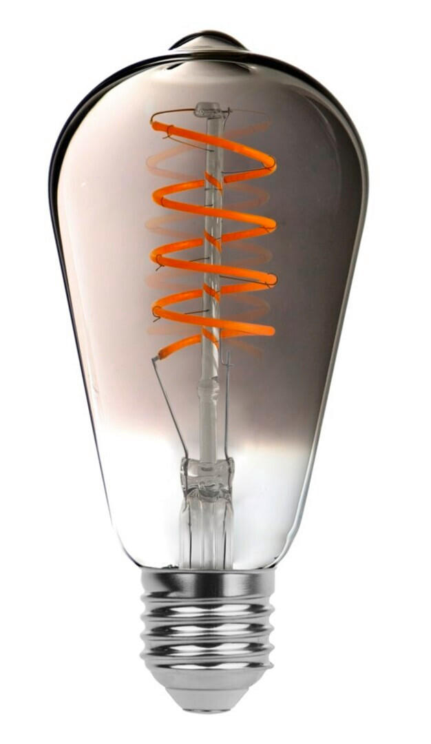 LED FILAMENT ŽARULJA - mint siva, Design, staklo (6.5/14cm)