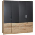 KLEIDERSCHRANK  in Dunkelgrau, Eiche Artisan  - Dunkelgrau/Silberfarben, Design, Holzwerkstoff/Kunststoff (181/197/54cm) - Carryhome