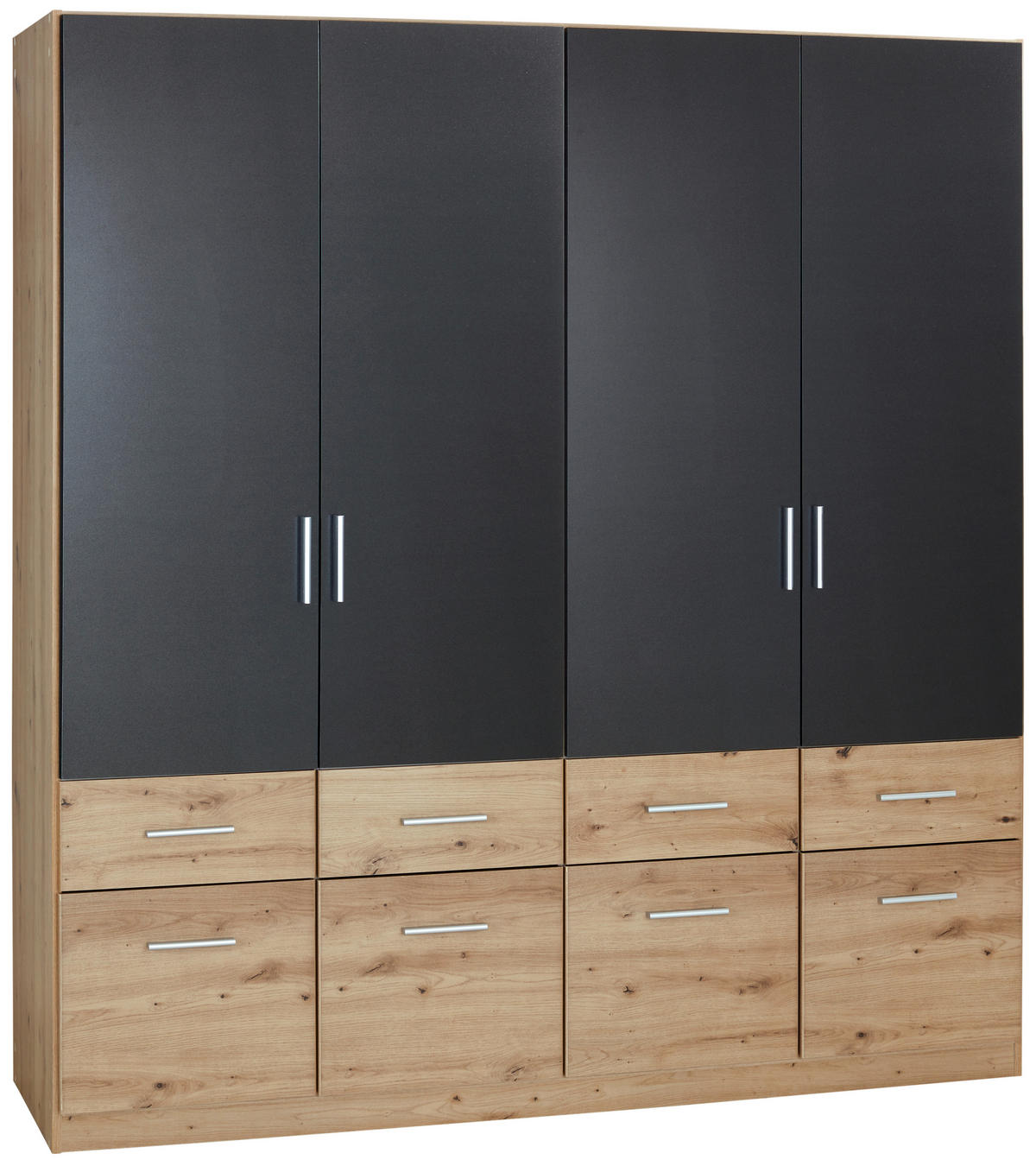 KLEIDERSCHRANK in Dunkelgrau, Eiche Artisan  - Dunkelgrau/Silberfarben, Design, Holzwerkstoff/Kunststoff (181/197/54cm) - Carryhome