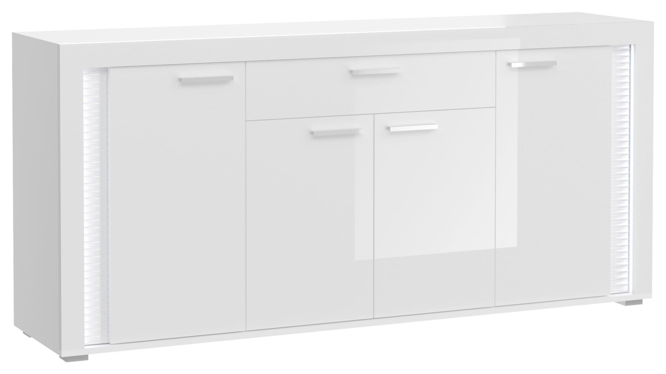 SIDEBOARD 182/84/42 cm  in Weiß Hochglanz  - Weiß Hochglanz/Silberfarben, Design, Holzwerkstoff/Kunststoff (182/84/42cm) - MID.YOU