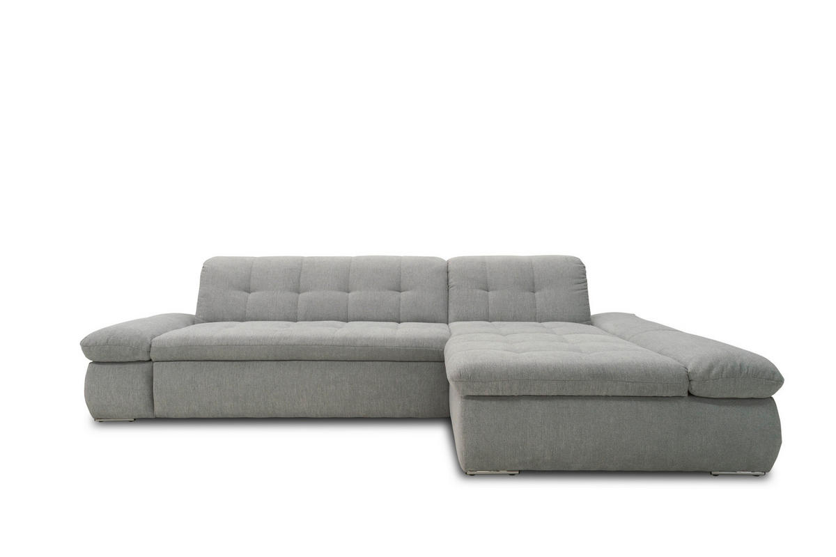 ECKSOFA Grau Mikrofaser  - Chromfarben/Grau, KONVENTIONELL, Textil/Metall (300/172cm) - MID.YOU