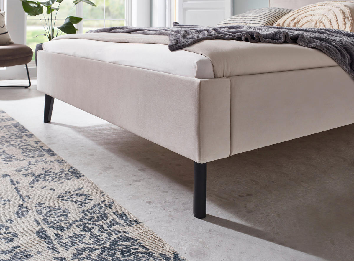 POLSTERBETT Beige 140/200 cm  - Beige/Schwarz, Basics, Holz/Textil (140/200cm) - Boxxx