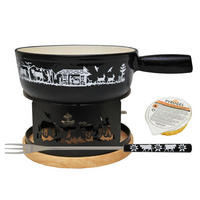 FONDUESET Heidi Cheese Line: Alpen  - Weiss/Schwarz, Basics, Holz/Metall (23cm) - Heidi Cheese Line
