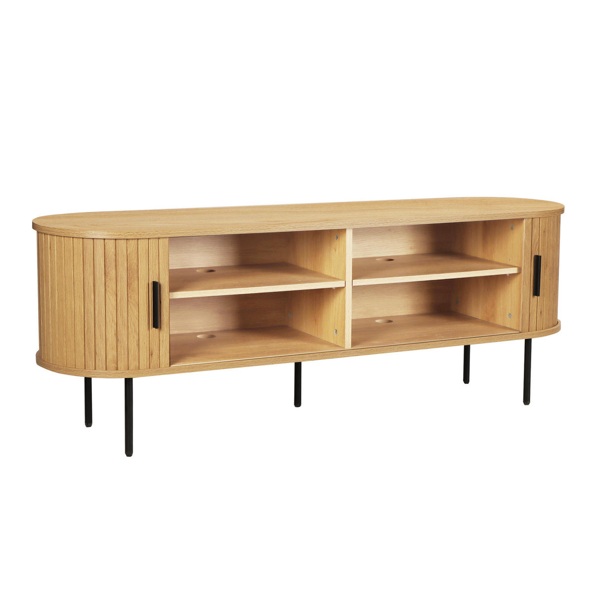 LOWBOARD  in 150/55/40 cm  - Schwarz/Naturfarben, Design, Holzwerkstoff/Metall (150/55/40cm) - Livetastic