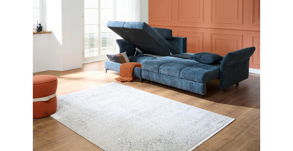 ECKSOFA Blau Chenille  - Blau/Schwarz, KONVENTIONELL, Textil/Metall (291/153cm) - Hom`in