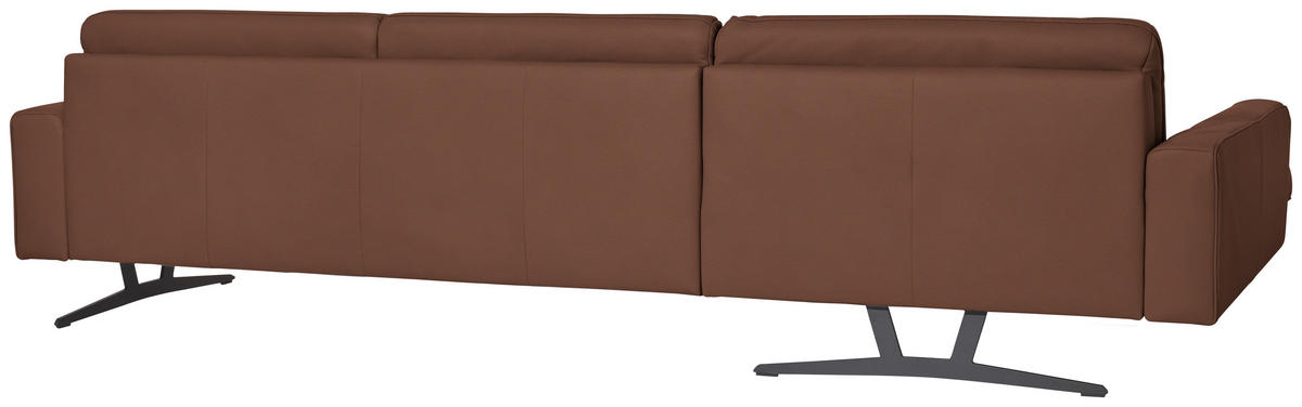 ECKSOFA Nova in Echtleder Braun  179/324 cm  - Anthrazit/Braun, KONVENTIONELL, Leder/Metall (179/324cm) - Johann Jakob