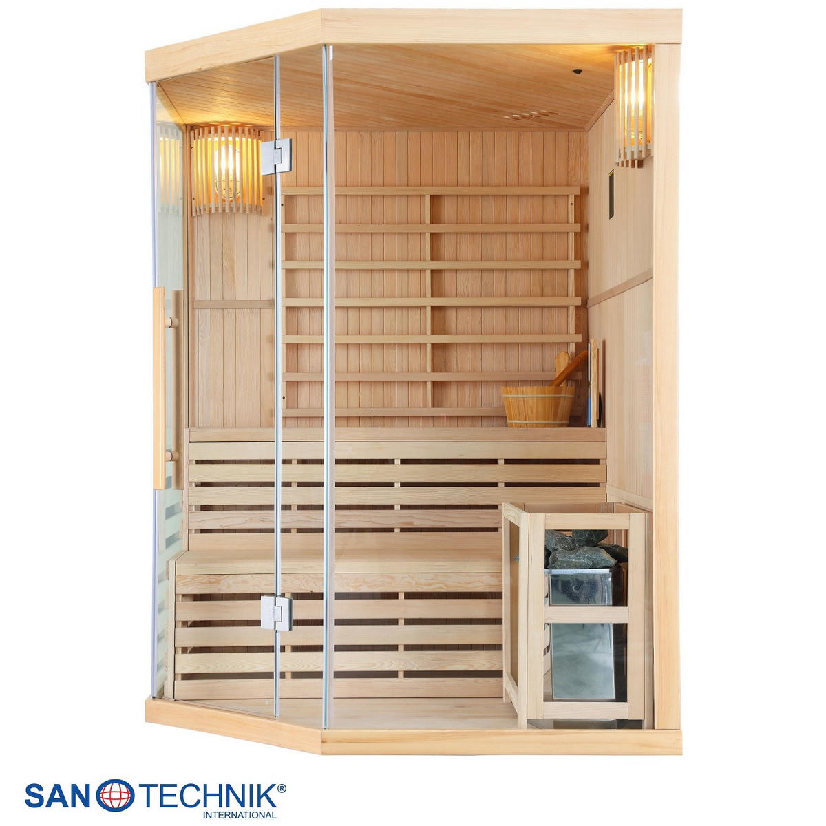 SAUNA für 3 Personen  - Basics, Holz (150/200/150cm)
