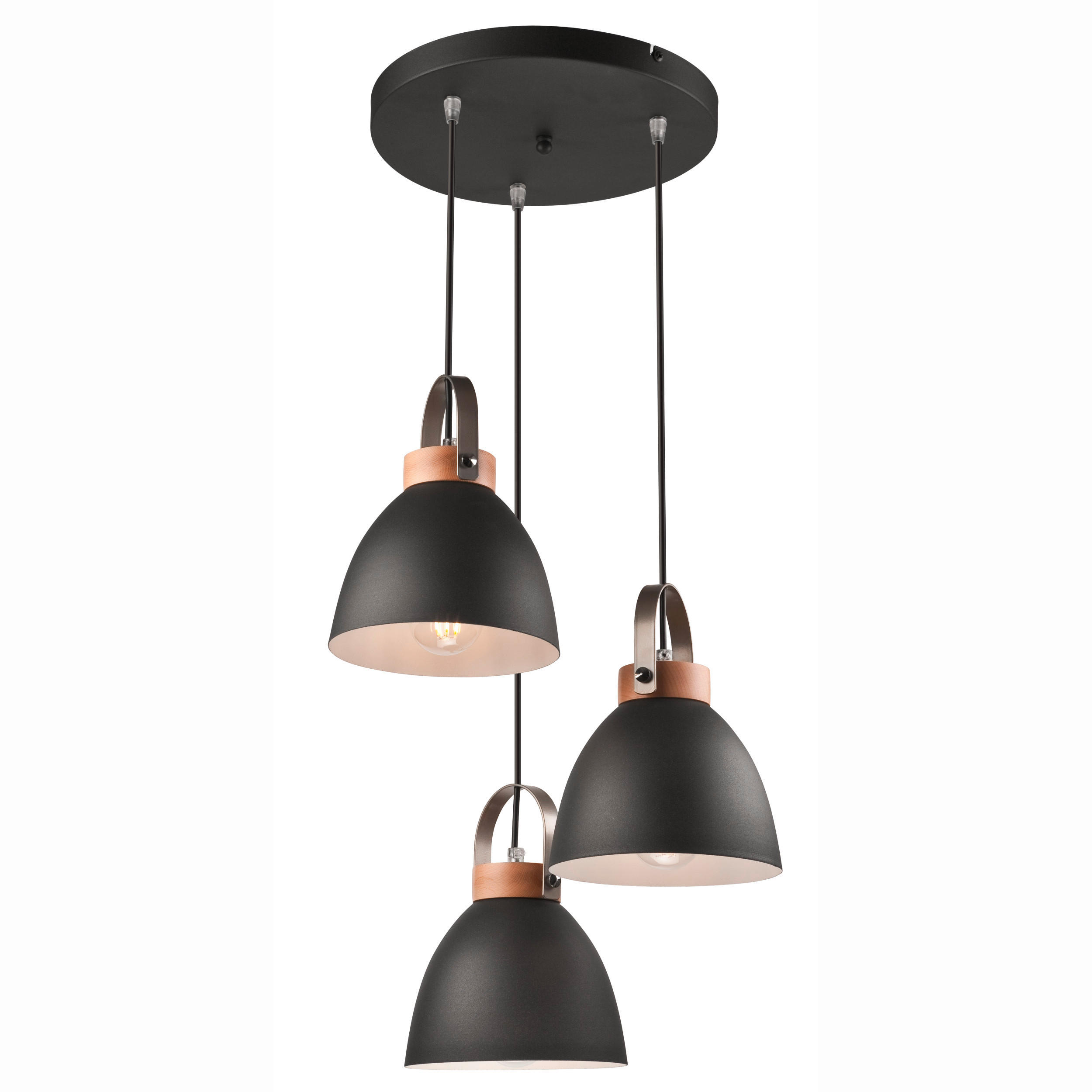 PENDELLEUCHTE 37/79 cm  - Graphitfarben, KONVENTIONELL, Holz/Metall (37/79cm)