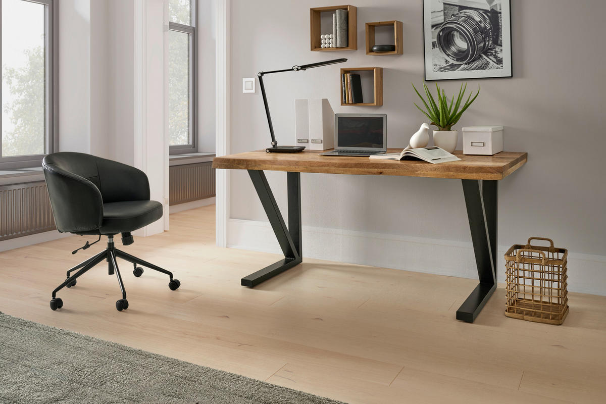 ÍRÓASZTAL  - natúr színű/fekete, Modern, fa/fém (175/76/80cm) - Livetastic