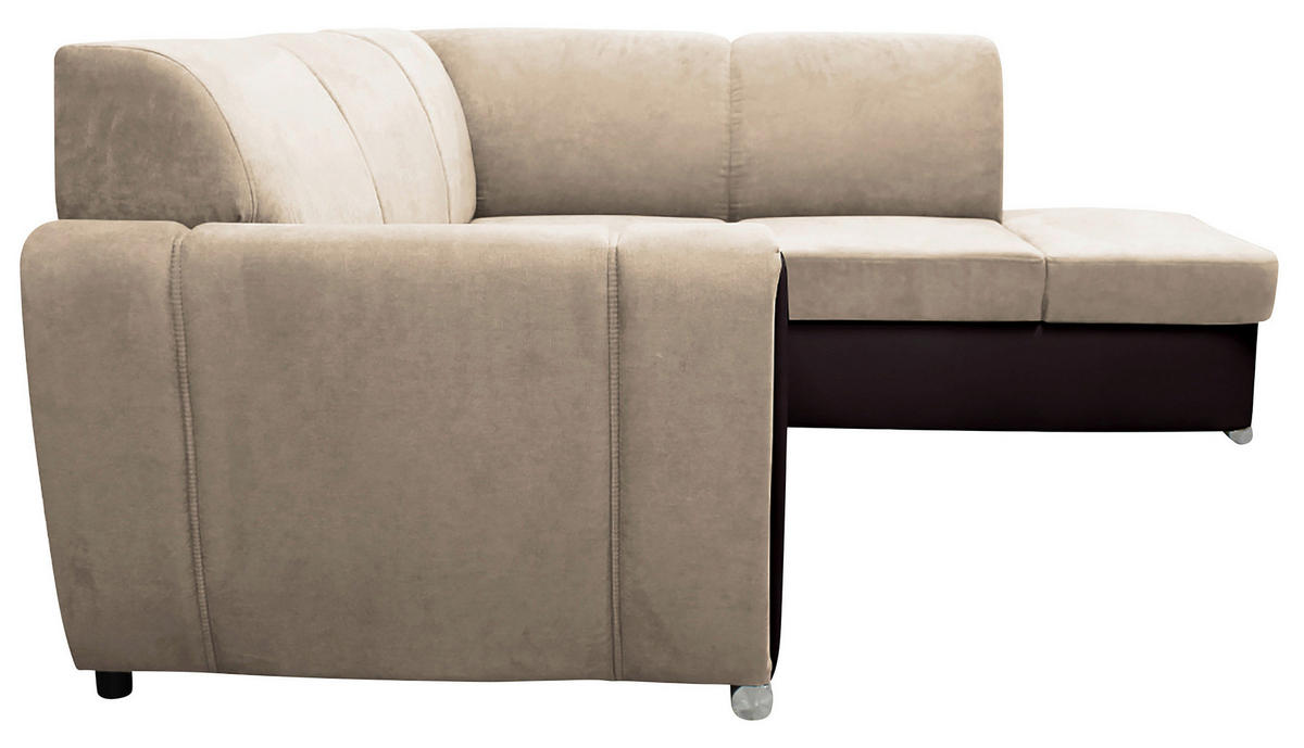 ECKSOFA in Velours Dunkelbraun, Beige  255/196 cm  - Dunkelbraun/Beige, Design, Kunststoff/Textil (255/196cm) - MID.YOU