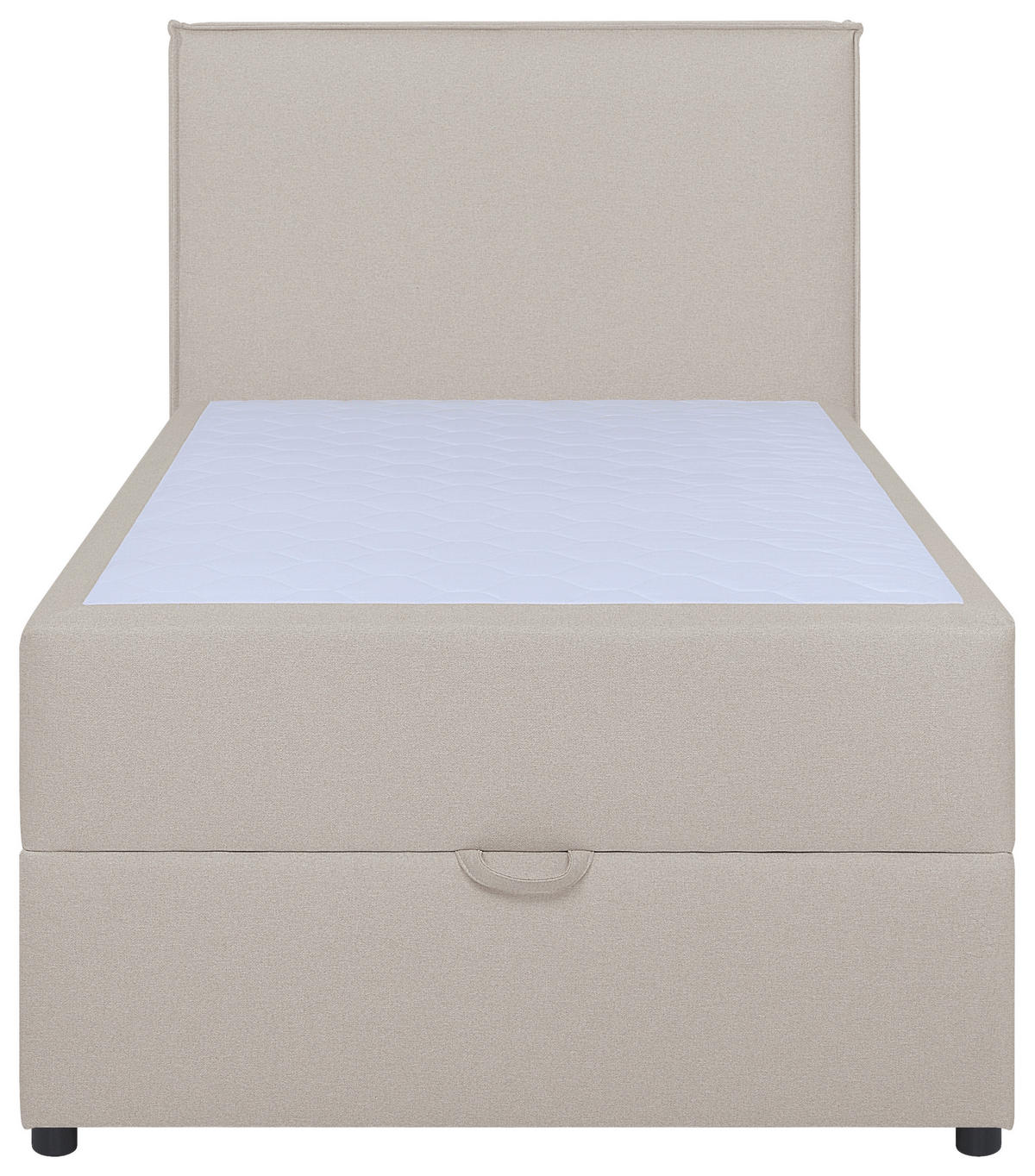 BOXBETT 100/200 cm,  in Beige, H3 = fest  - Beige/Schwarz, MODERN, Kunststoff/Textil (100/200cm) - MID.YOU