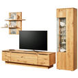 WOHNWAND  in Eichefarben  320/205,7/53,7 cm  - Eichefarben/Schwarz, Natur, Glas/Holz (320/205,7/53,7cm) - Valnatura
