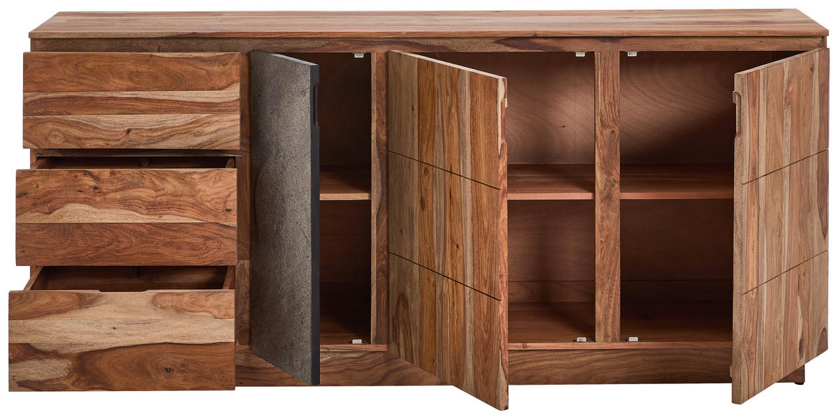 KOMODA, naravne barve  - siva/naravne barve, Design, kamen/les (190/85/42cm) - Livetastic