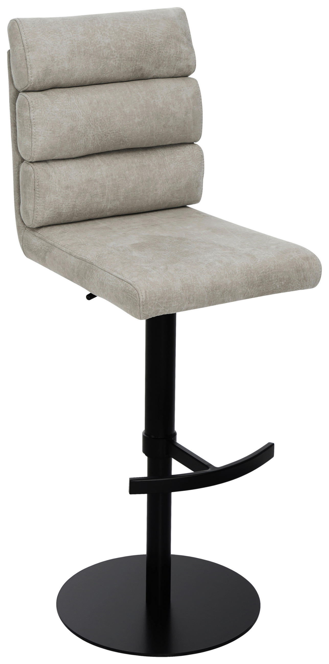 BARHOCKER Webstoff Sandfarben Eisen Stoffauswahl, Sitzfläche 360° drehbar  - Sandfarben/Schwarz, Design, Textil/Metall (42/90-117/58,5cm) - Novel