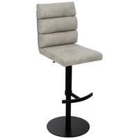 BARHOCKER Webstoff Sandfarben Eisen Stoffauswahl, Sitzfläche 360° drehbar  - Sandfarben/Schwarz, Design, Textil/Metall (42/90-117/58,5cm) - Novel