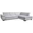 ECKSOFA in Cord Hellgrau  - Hellgrau/Schwarz, Design, Textil/Metall (313/242cm) - Xora