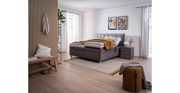 POLSTERBETT Matratze, Lattenrost, Bettkasten, motorische Verstellbarkeit Grau 180/200 cm  - Silberfarben/Weiß, KONVENTIONELL, Holz/Textil (180/200cm) - Esposa
