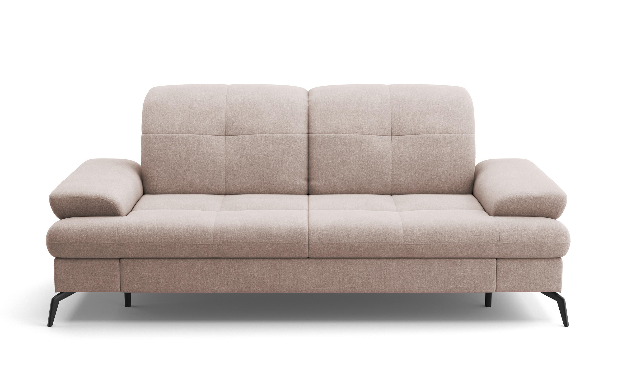 2,5-SITZER in Flachgewebe Greige  - Greige/Schwarz, KONVENTIONELL, Textil/Metall (202/90/122cm) - Sit & More