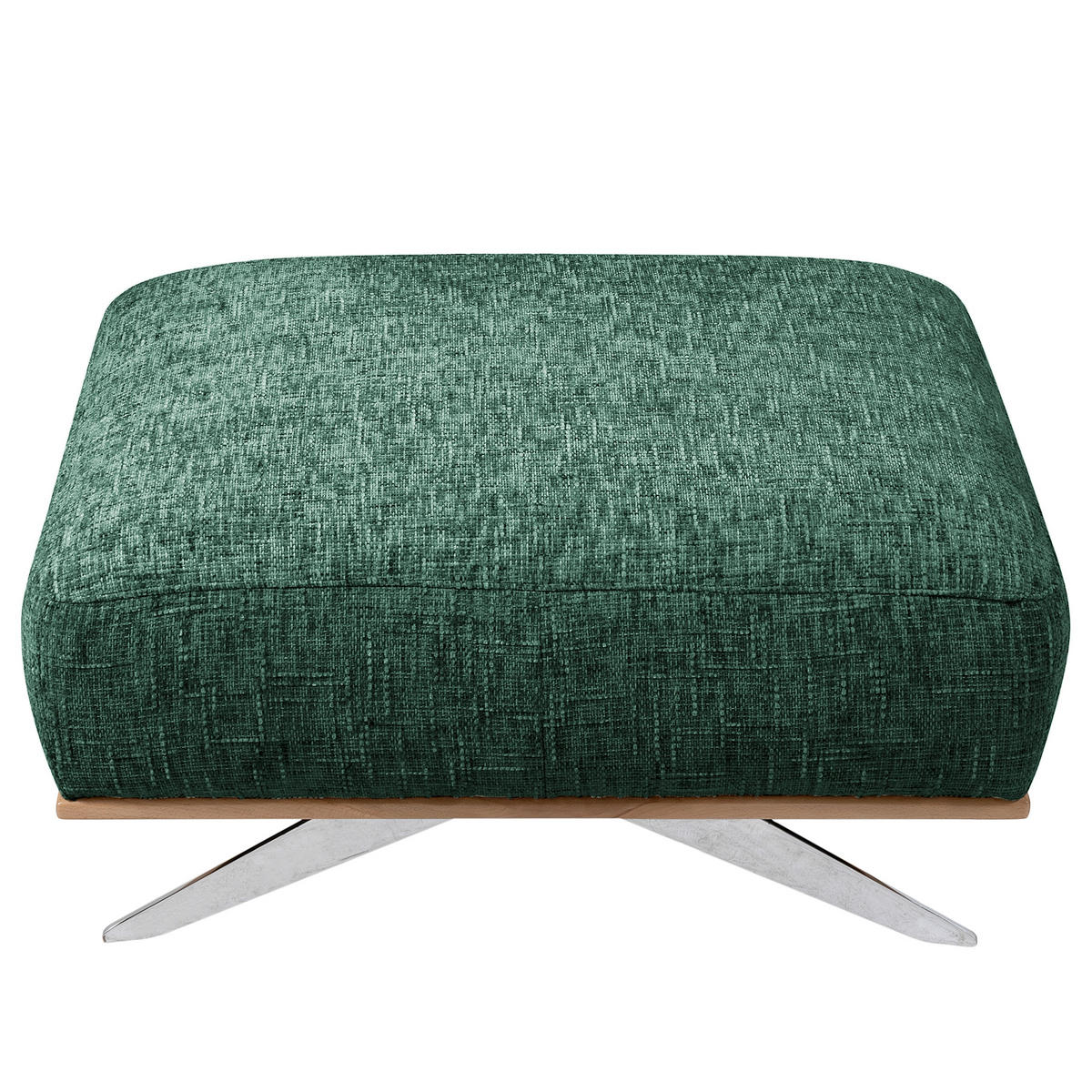 HOCKER PORTLAND Struktur Grün  - Chromfarben/Naturfarben, Design, Holz/Textil (95/46/80cm) - Livetastic