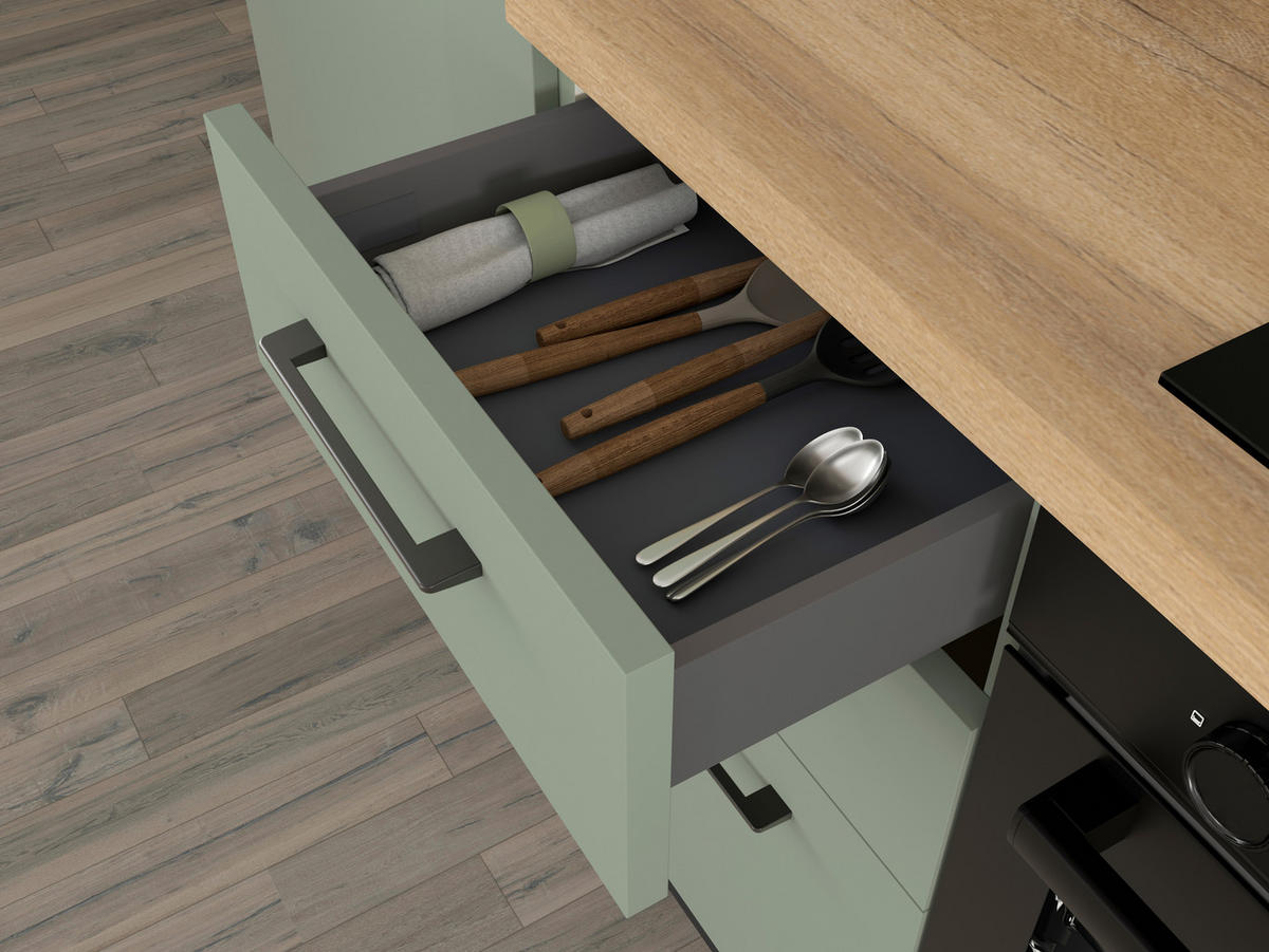 BLOK KUHINJA S APARATIMA  pastelno zelena  - magnolija/pastelno zelena, drvni materijal/metal (270cm) - Italstyle