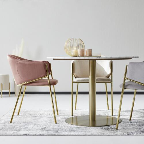 ARMLEHNSTUHL  in Eisen Samt  - Taupe/Goldfarben, Trend, Holz/Textil (53/77/60cm) - Livetastic