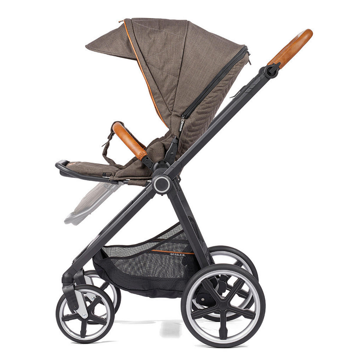 KINDERWAGENSET Fusion Panorama Lyx Set inkl. Wickeltasche  - Schwarz/Mokka, Basics, Metall (57/129/100cm) - Gesslein