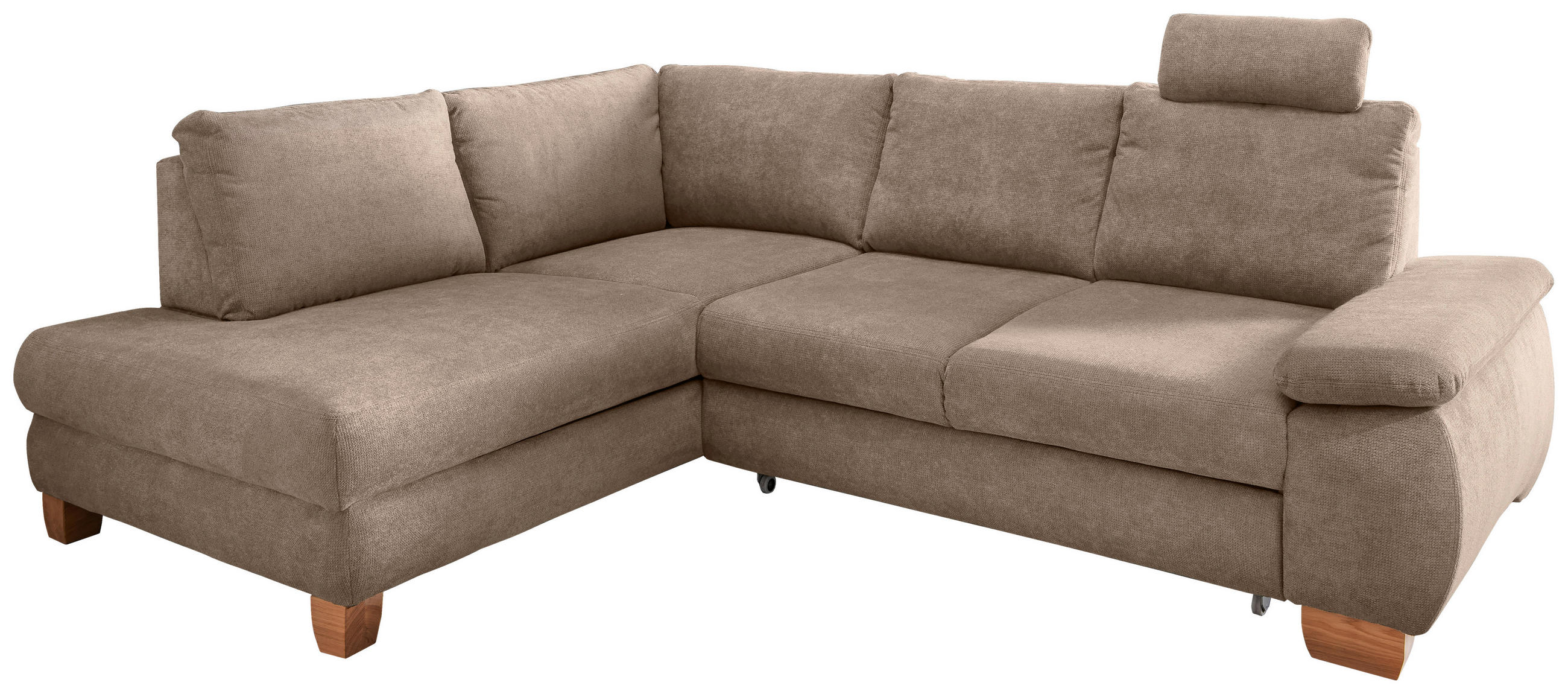 ECKSCHLAFSOFA Chenille Hellbraun  - Wildeiche/Hellbraun, MODERN, Holz/Textil (206/261cm) - Livetastic
