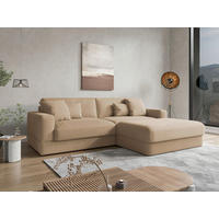 ECKSOFA FABIO E Sandfarben Mikrofaser  - Sandfarben/Schwarz, MODERN, Kunststoff/Textil (264/196cm) - Sit & More