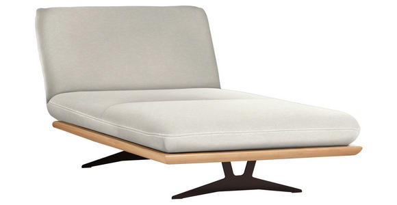 OTTOMANE Palermo in Echtleder Weiß  - Beige/Schwarz, Design, Leder/Holz (114/92/165cm) - Dieter Knoll
