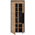 VITRINE in Schwarz, Eiche Artisan  - Schwarz/Eiche Artisan, Design, Glas/Holzwerkstoff (89/196/42cm) - Hom`in