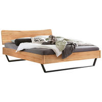 BETT 140/200 cm  in Anthrazit, Buchefarben  - Anthrazit/Buchefarben, Design, Holz/Metall (140/200cm) - Hasena