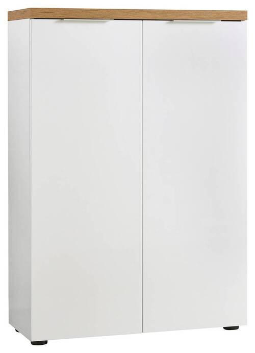 SCHUHSCHRANK Weiß, Eichefarben  - Eichefarben/Alufarben, Design, Holzwerkstoff/Kunststoff (80/115/34cm) - Xora