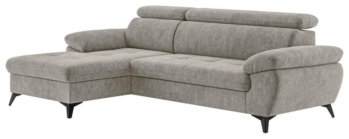 ECKSOFA Schlammfarben  - Schlammfarben/Schwarz, Textil/Metall (166/261cm) - MID.YOU
