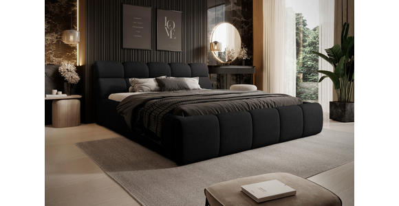 POLSTERBETT Schwarz 160/200 cm  - Schwarz, Design, Kunststoff/Textil (160/200cm) - Esposa